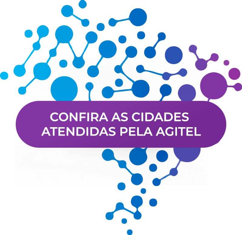 Mapa do Brasil com cidades atendidas pelo Agi Número Virtual